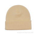 100% acryl kids beanie hoed met lederen patch